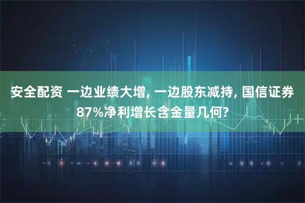 安全配资 一边业绩大增, 一边股东减持, 国信证券87%净利增长含金量几何?